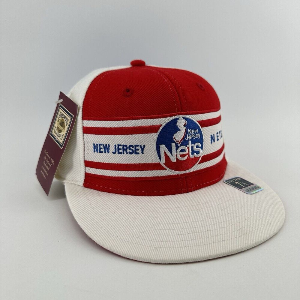 New Jersey Nets Hat‎ Reebok NBA Hardwood Classics 100% Wool Fitted Cap Sz 7 1/8